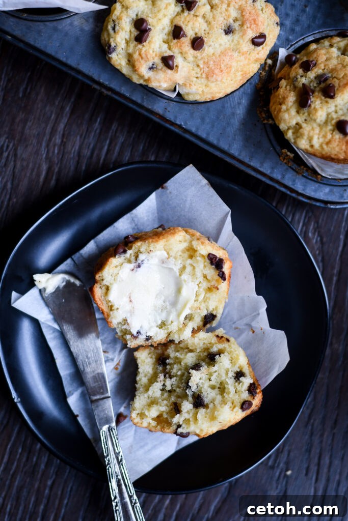 Follow these simple guidelines for baking delicious, high-domed chocolate chip muffins