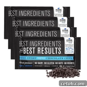 Mini chocolate chips for even distribution in muffins