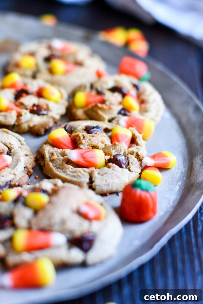 Decadent Candy Corn Peanut Butter Cookies 4 Fall baking made easy: Candy Corn Peanut Butter Cookies. Deliciousness in every bite!