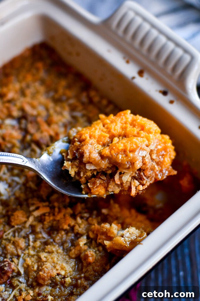 Bring the taste of the South to your table with this easy Sweet Potato Casserole topped with crunchy pecans and brown sugar crumble. Cozy, simple, and oh-so-good!