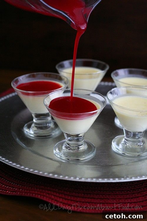 Low Carb Vanilla Bean Panna Cotta with Cranberry Coulis - Healthy and Elegant