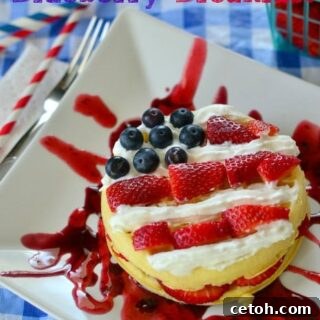 Red, White, and Blueberry Eggo Waffles for a quick patriotic breakfast