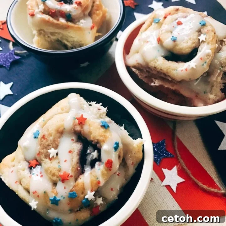 Patriotic Berry Sweet Rolls for 4th of July breakfast