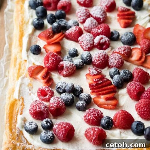 Red, White, and Blue Puff Pastry Breakfast Tart for 4th of July
