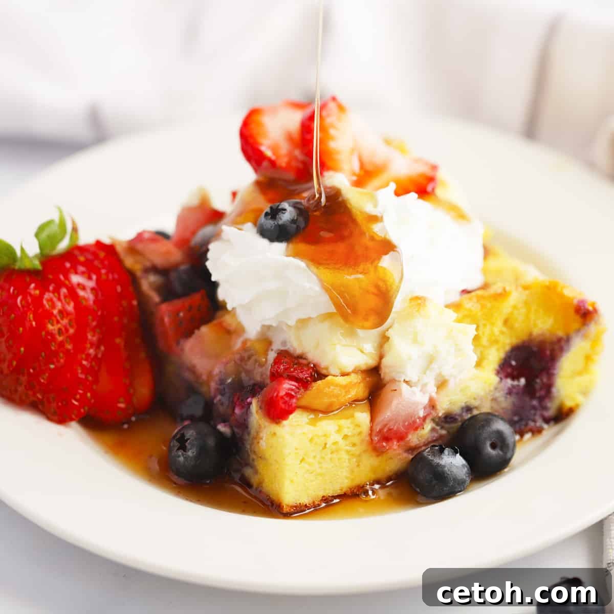 Red, White & Blueberry Stuffed French Toast Bake