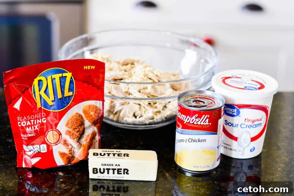 A close-up of the Ritz Seasoned Coating Mix, an alternative to crushed Ritz crackers for the casserole topping.