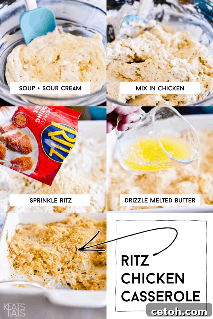 A stunning Pinterest-optimized image of the Ritz Chicken Casserole, perfect for saving to your dinner recipe board.