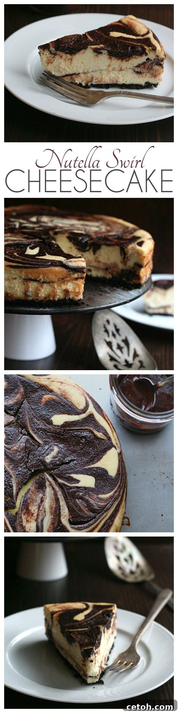 Low Carb Nutella Swirl Cheesecake Collage