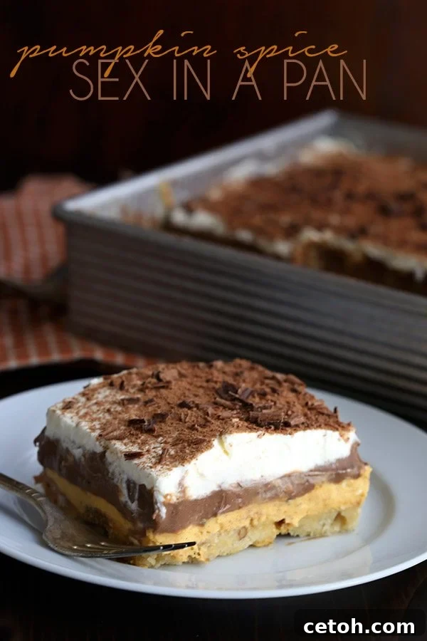 Decadent Chocolate Pumpkin Sex in a Pan, a low carb, sugar-free, and grain-free layered dessert with whipped cream and chocolate shavings.