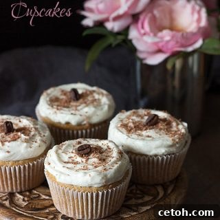 Low Carb Grain-Free Vanilla Latte Cupcakes. Keto THM Banting Atkins recipe.
