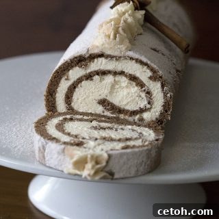 Spiced Keto Gingerbread Yule Log 2 This gorgeous Keto Cake Roll is perfect for your holiday celebrations.