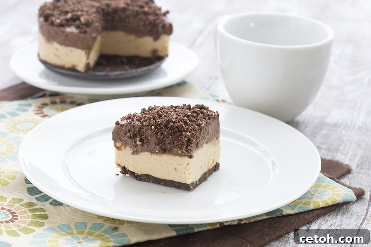 Easy no bake keto dirt cake recipe. Layers of chocolate and peanut butter. This stuff is divine!