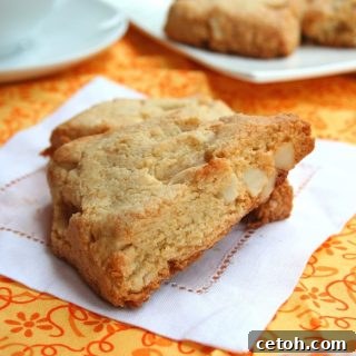 Low carb white chocolate Macadamia nut Scones