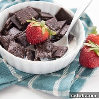 Chocolate cereal with strawberries