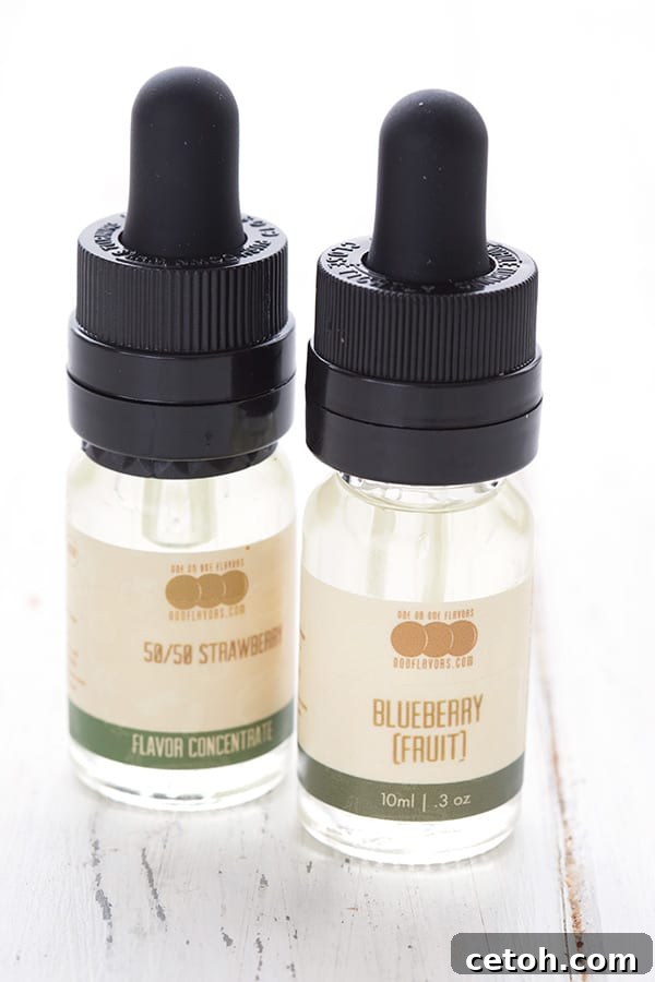 Keto friendly concentrated flavors in strawberry and blueberry
