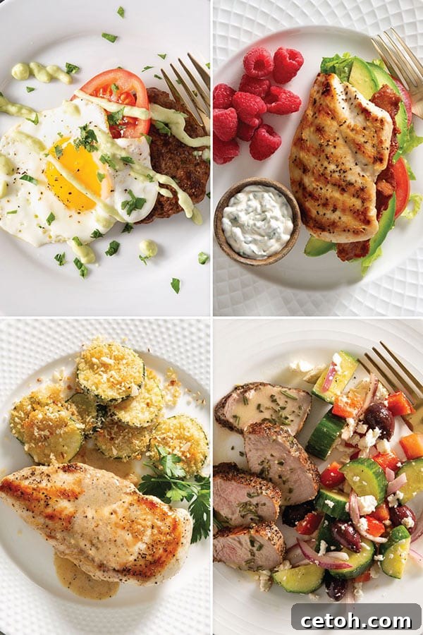 Pinterest collage of keto meal plan recipes