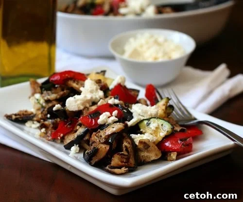 Colorful Grilled Vegetable Salad with Olive Oil and Feta