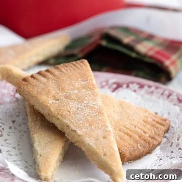 Classic wedges of keto shortbread on a red patterned plate.