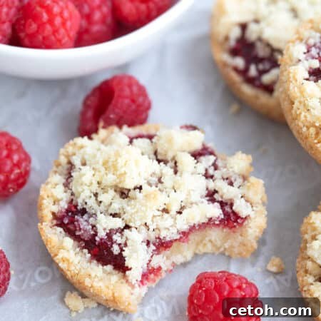 Keto Raspberry Crumble Cookie on a white piece of paper with fresh berries around it.