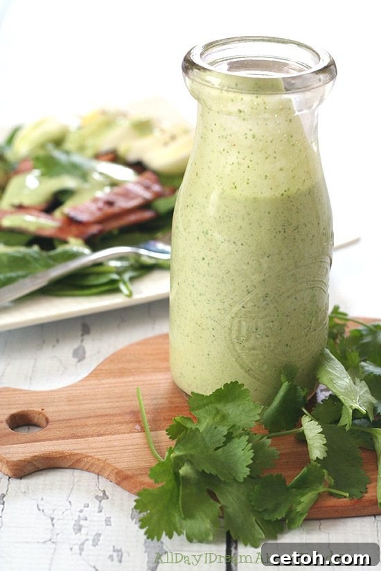 Recipe for Low Carb Cilantro Ranch Dressing, perfect for keto salads