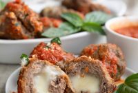 Crispy Air Fryer Stuffed Meatballs with Gooey Cheese